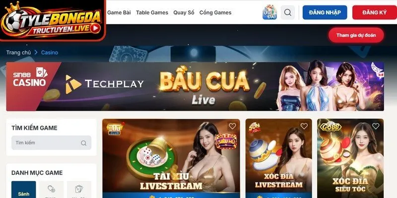 Danh mục trò chơi hấp dẫn hiện có trên SIN 88